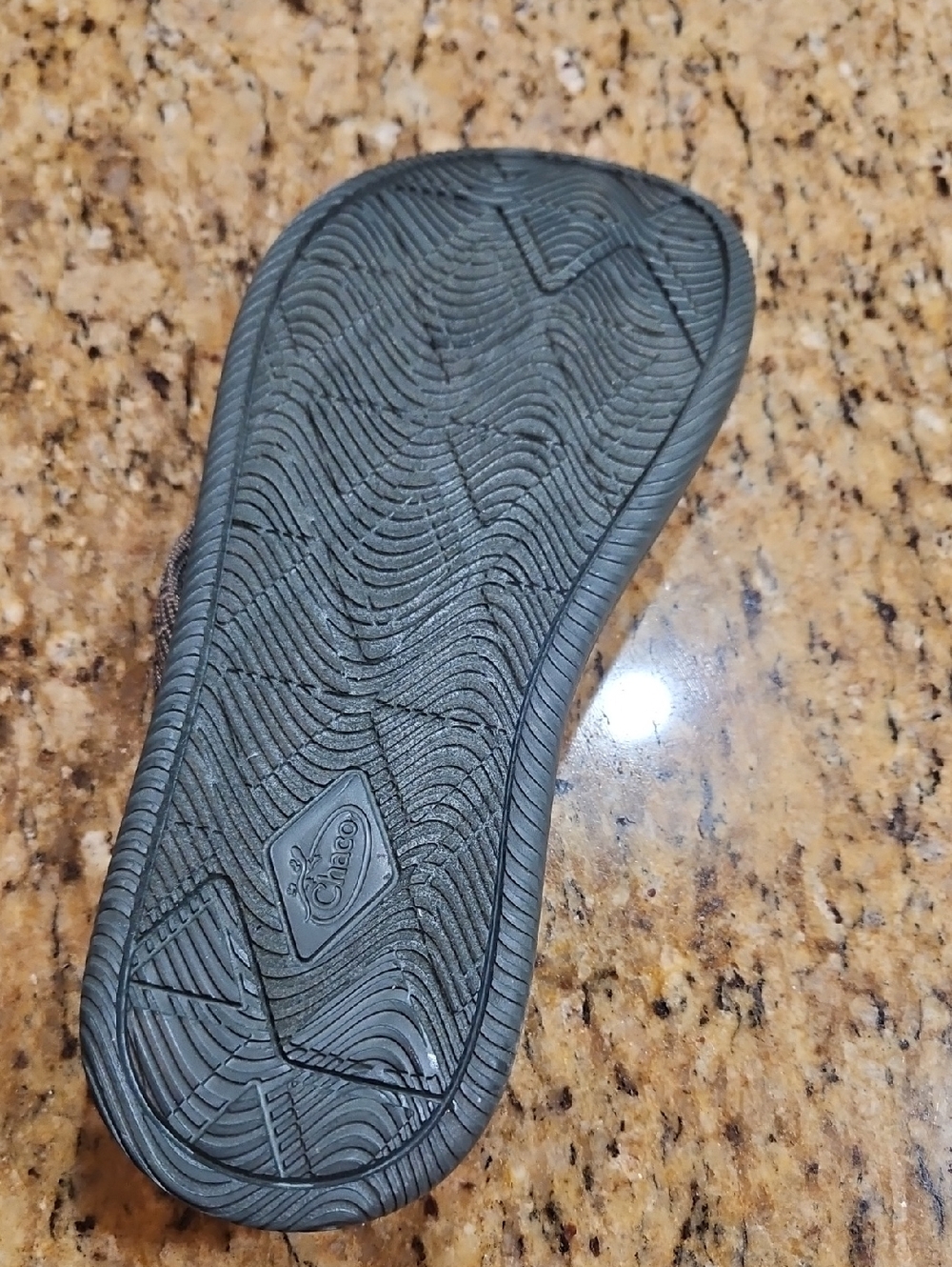 Chaco Gray Sandals with Brown Patterned Straps - Picture 3 of 5